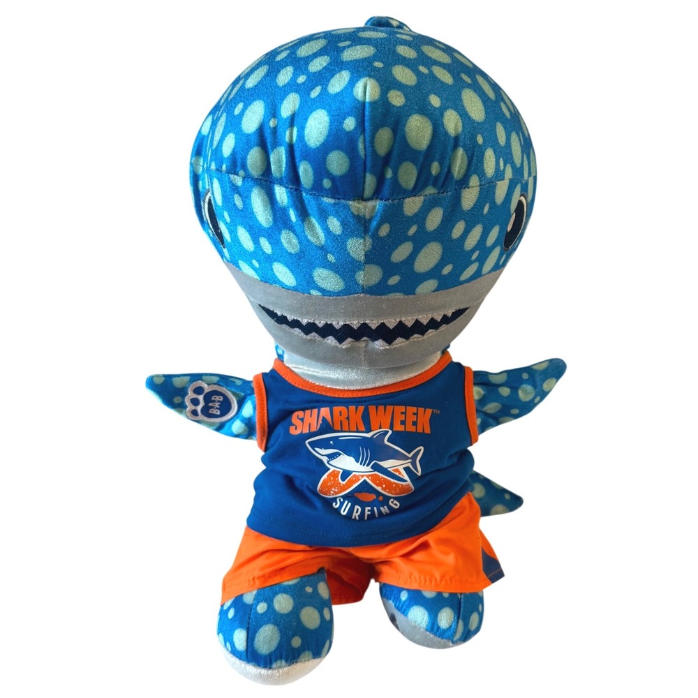 Build-A-Bear Shark Week Whale Shark Plush Blue Spotted Stuffed Animal w/Outfit